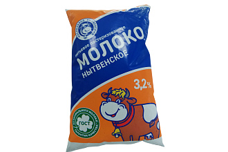 Молоко пастеризованное с м.д.ж. 3,2% по пленка 0,8л., МЗН