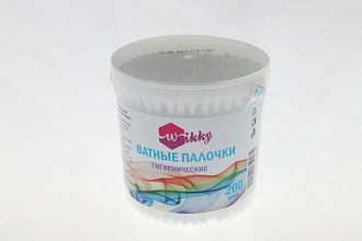 Ватные палочки Wikky круглая банка 200 шт 