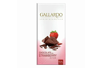 Шоколад Gallardo горький с начинкой со вкусом клубники 80гр 