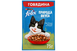 Корм влажный для кошек Говядина 75гр. Felix