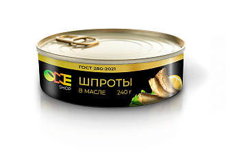 Шпроты в масле One Shop ж/б ключ 240 г.