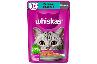 Корм влажный 75гр. д/кошек Индейка-кролик рагу Whiskas