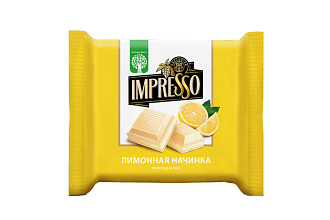 Шоколад IMPRESSO белый  с лимонной начинкой 75 гр