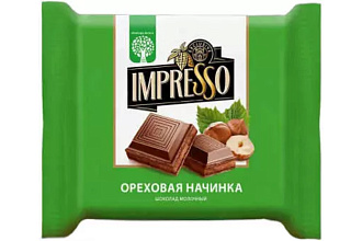 Шоколад IMPRESSO молочный с ореховой начинкой 75 гр