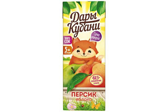 Сок Яблочно-персиковый с мякотью Дары Кубани 0,2 л 