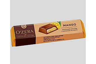 Шоколад OZera молочный c желейной начин. Манго 50гр